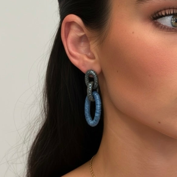 Sparkle Leather Links - Denim Blue