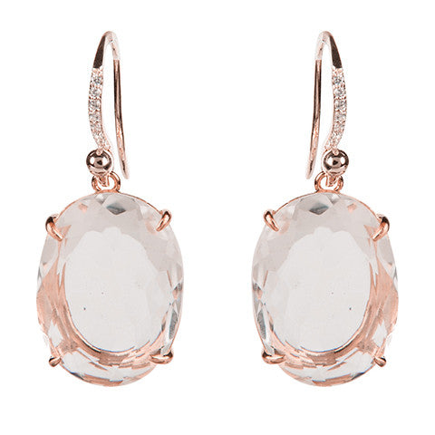 Oval Clear Quartz Earrings