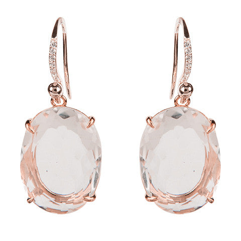 Oval Clear Quartz Earrings