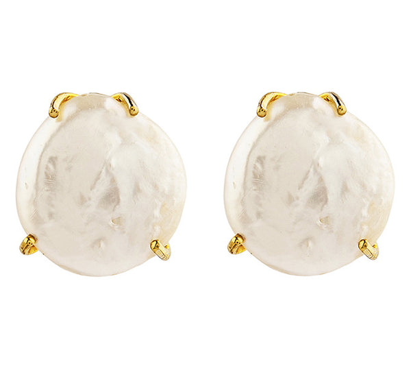 White Coin Pearl Earrings