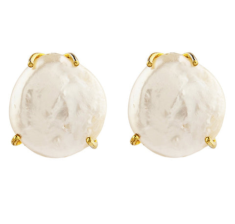 White Coin Pearl Earrings